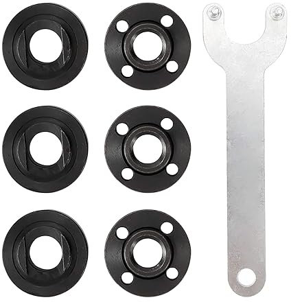 Dioche Angle Grinder Flange Lock Nut Set Wear Resistant Wrench for, 7Pcs Metal Power Tool Replacement Part for 4.5-7in Grinders