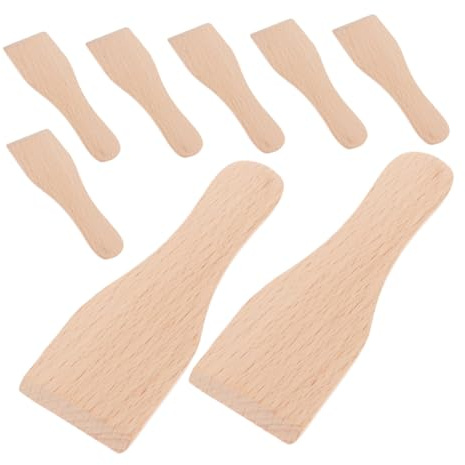 WEKADRIN 8pièces Spatule à Beurre Bois Petite Spatule Cuisine Pour Mélanger Et Remuer Ustensile De Cuisine Multi-usages Bois Grattoir De Cuisson Réutilisable