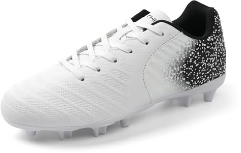 FEETHING Botas de Fútbol Unisex para Jóvenes Zapatos de Fútbol de Césped Firme Ligeros para Entrenamiento al Aire Libre