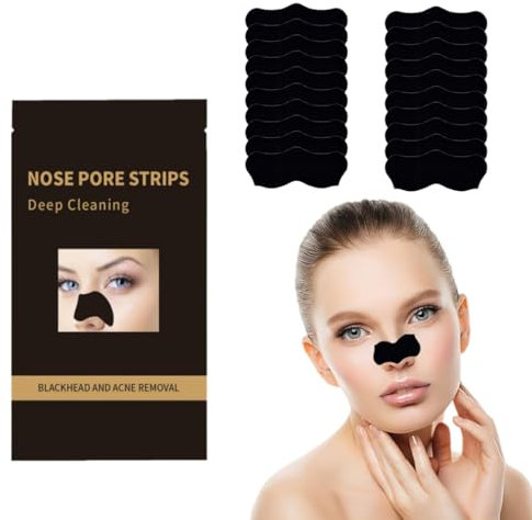 BCHKO 20 Strisce Purificanti al Carbone Attivo - Rimuove Punti Neri e Impurità - Per Pelle Normale e Grassa