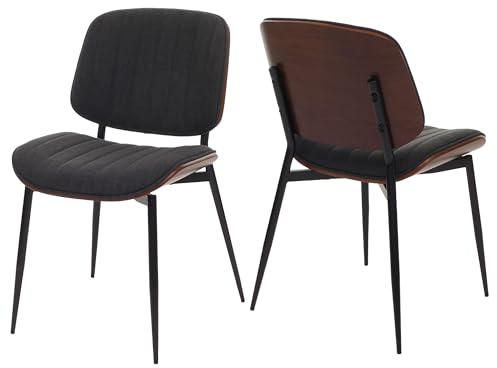 Mendler Lot de 2 chaises de Salle à Manger HWC-O44 Öko-Tex MVG Aspect Noyer, Gris foncé