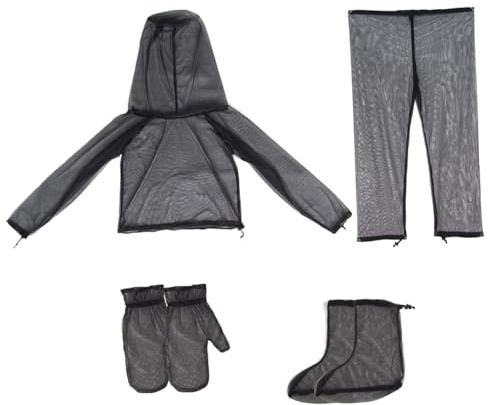 Peosaard Mosquito Traje de Red, Chaqueta de Mosquitos de Malla Transpirable capó y Pantalones y Guantes Calcetines para Proteger a los Hombres de Pesca de Caza