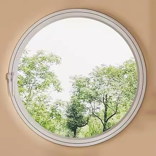 TWHZSAI Ventana abatible Redonda giratoria empotrada de aleación de Aluminio y Vidrio Templado, Ideal para baño, Dormitorio, Cocina y hogar, Color Blanco, 3,50 cm/19,6 Pulgadas
