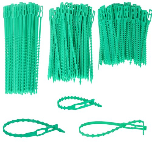 CAKKVDE 300 Pcs Plant Ties for Climbing Plants (3 Sizes) | Flexible and Reusable Garden Ties, Adjustable Plant Support for Trees, Shrubs, Vines and Indoor Outdoor Use