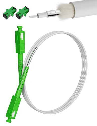 VANDESAIL Cavo Internet in fibra ottica SC/APC a SC/APC, cavo patch Simplex OS2 armato monomodale, LSZH 9/125μm per FTTH & SFP, bianco