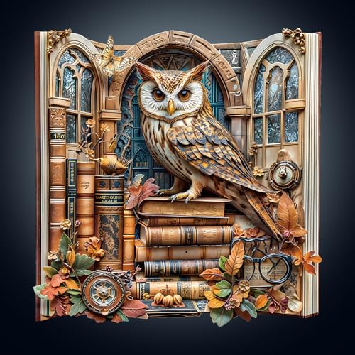 Wooden Puzzles for Adults, 275pcs Wood Bookcase Owl Jigsaw Puzzles Adults | Unique Animal Shape Puzzles with Wood Box, 32 * 31cm Wooden Puzzle for Family Game and Birthday Gifts for Friend