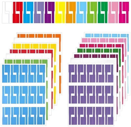 840 Stück Kabelbeschriftung, 12 Farben Kabeletiketten Selbstklebend, wasserdicht und reißfest, A4 Format für einfaches Beschriften, perfekt für Netzwerk und Strom, lösemittelbeständig und langlebig