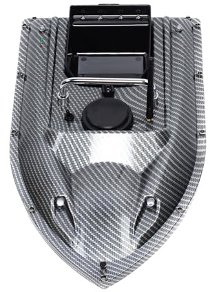 WAPHOERTE GPS-Equippierter Nahrungsmittel-Köderboot/Futterboot, 500m Ferngesteuertes Angelköderboot mit Großem Köderbehälter und Zwei Motoren für Flüsse, Seen und Flache Gewässer, Kohlenstoffschwarz