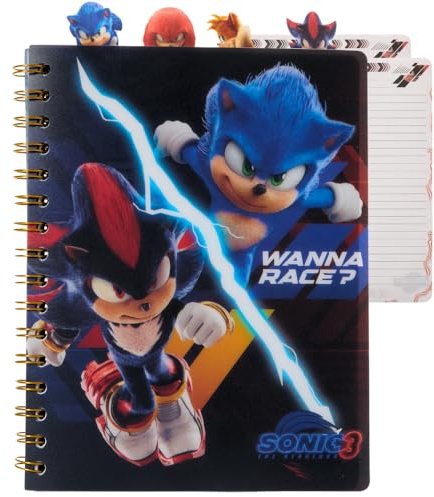 Sonic the Hedgehog Tab Journal Notebook for Kids, Spiral Bound, 96 Lined Pages, 8 x 7 inches