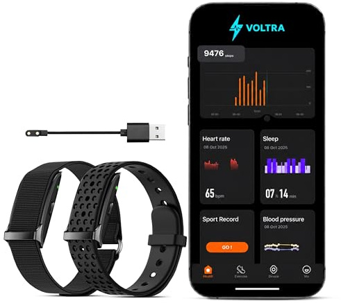 Volt Fitness Tracker Band No Subscription – Wearable Health Tracker with HRV Recovery & Sleep Tracking, Waterproof Health Band with App for iPhone & Android