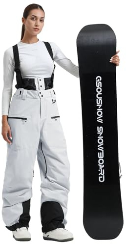 GSOU SNOW Herren Baggy Skihose 15K Wasserdicht Skiröcke mit Trägern | 10K Atmungsaktiv,Abnehmbare Träger & Schneeschürze,Schenkel Netz Lüftung,Schneegamaschen für Ski & Snowboard