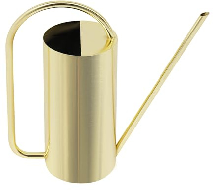 Edelstahl Gießkanne 1,4 L mit Langem Auslauf für Zimmerpflanzen Gold | Schmale Tülle, halbgeschlossene Einfüllöffnung, ergonomischer Griff, flacher Standboden, für Bonsai und Hängepflanzen