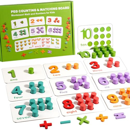 Tablero De Madera con Clavijas para Contar | Juguete De Matemáticas De Madera | Juguetes para Contar | para Niños Pequeños Preescolares y de Jardín de Infancia para Hogar y