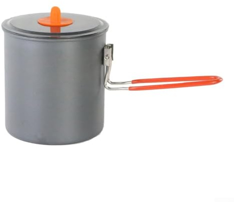 Gdfnmogo Casserole de camping de 1000 ml, pot à lait léger avec poignée pliable, pot à soupe en alliage d'aluminium pour pique-nique, thé, café, cuisine compacte pour la randonnée