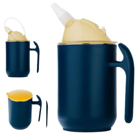 Genérico ergonómica a prueba de derrames, tazas de alimentación para adultos de fácil agarre, para beber hospitalaria de uso rápido, extra con tapa segura, suministro de atención médica