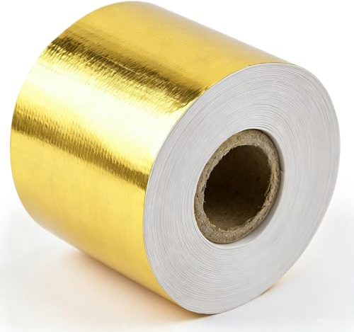 CYSFETENA Golden Aluminium Foil Tape, High Temperature Resistant Foil Heat Shield Tape, Sound Absorption Flame Retardant Tape for Car Engine Compartment Heat Protection (10m * 5cm)