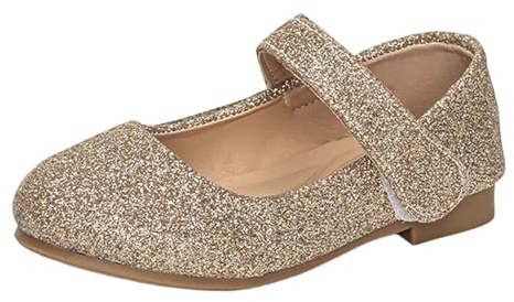 Genérico Sandalias Mary Jane para niñas de caña ligeras ideales ocasiones informales elegantes estilo clásico desde doce meses hasta doce años (Gold, 33 Big Kids)