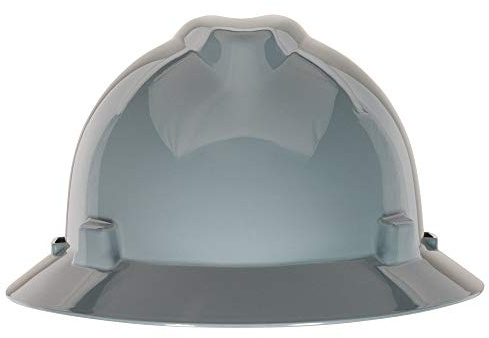 MSA 475367 V-Gard Full-Brim Hard Hat With Fas-Trac III Ratchet Suspension | Polyethylene Shell, Superior Impact Protection, Self Adjusting Crown Straps - Standard Size in Navy Gray