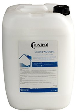 N-Virol Water Repellent Masonry Sealer 25LTRS Silicone Waterproofer. Penetrates brick, stone, concrete & cement, creating a long lasting water-repellent breathable barrier. Prevents penetration of rain, the risk of water damage & spalling caused by frost damage - ONE COAT APPLICATION Superb Value!