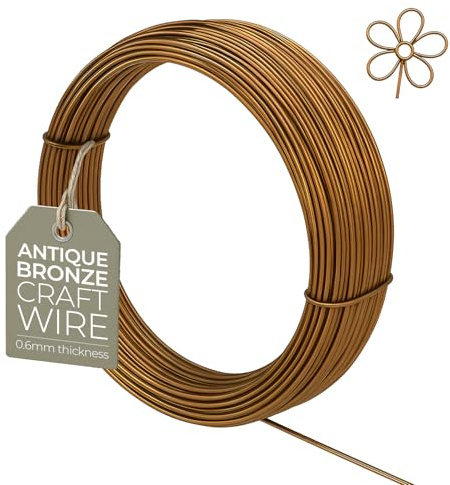 Jewellery Wire, Antique Bronze 0.6mm 22 Gauge - Non-Tarnish Bronze Coloured Copper Craft Wire for Jewellery Making, Beading & Crafts - 10m