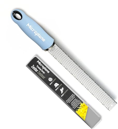 Microplane Râpe à zesteur en Couleur Bleu Pastel pour Agrumes, Parmesan, Gingembre, Chocolat et Noix de Muscade avec Lame Fine - Fabriqué aux États-Unis