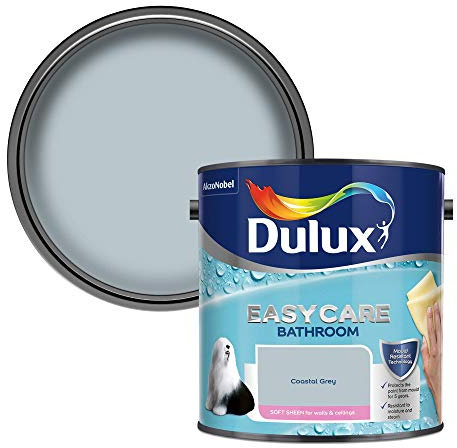 Dulux 500001 Easycare Bathroom Soft Sheen Emulsion Paint for Walls and Ceilings - Coastal Grey, 2.5 l (Pack of 1)