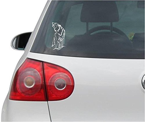 INDIGOS UG Aufkleber - Autoaufkleber - JDM - Die Cut - Wolf - Howling Dog Coyote - Auto, Truck, Notebook, Laptop, Vinyl - Folie Decal Sticker - Silber - 101mm x 190mm