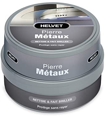 Pierre d’Entretien Spécial Métaux : Nettoie, Protège et Fait briller les métaux : aluminium, inox, chrome, cuivre, or, argent et bronze – 300 Grammes