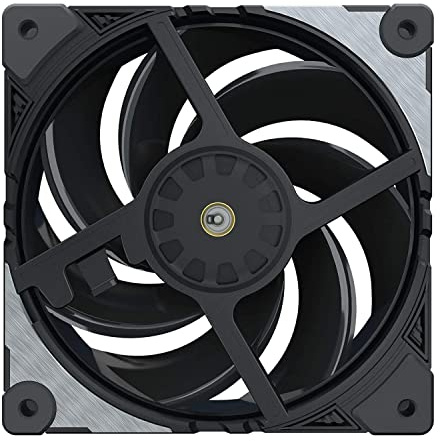 Cooler Master MasterFan SF120M Gehäuselüfter, Gehäuse-/Kühler-/Kühlkörper-Modi, miteinander verbundene Lüfterblätter (62CFM/2,4 mm H2O), Anti-Vibrations-Gummiecken – 120mm, schwarzes Metall