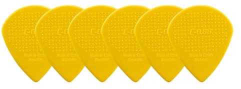 D-Grip Plektrum - Janicek Nylonpicks - Jazz C-große Form - 0,88 mm Gelb - 6er Pack - mit rutschfester Struktur-Oberfläche – hergestellt in Tschechien
