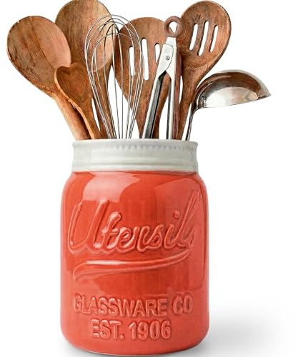 Comfify Französischer Keramik-Utensilienhalter - Vintage Style Kochgeschirr Caddy - Antikes Design - Kochgeschirr Organizer - Rustikales französisches Landhausgeschirrtopf für Kochfreunde