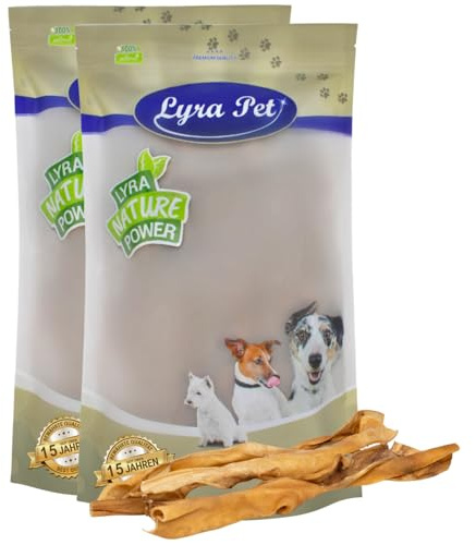 Lyra Pet® 2 x 10 STK. Rinderkopfhautstangen ca. 50 cm Kauartikel für Hunde | Naturbelassener Kauartikel vom Rind - Proteinreiches Leckerli - Extra lange, harte Konsistenz - Fettarm & leicht verdaulich