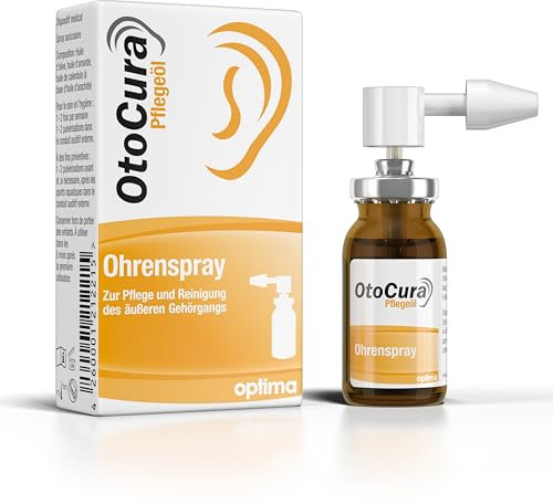OtoCura Ohrenspray 10 ml, Ohrenreiniger aus Olivenöl, Mandelöl und Calendulaöl zur Ohren Reinigung und Pflege des äußeren Gehörgangs