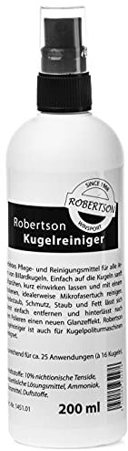 Robertson Billard Kugelreiniger und Politur, 200ml, Profi Ball-Cleaning Pool-/Snookerkugeln, effektiv mit Glanzeffekt, auch als Set mit Mikrofasertuch, Made in Germany (200 ml)