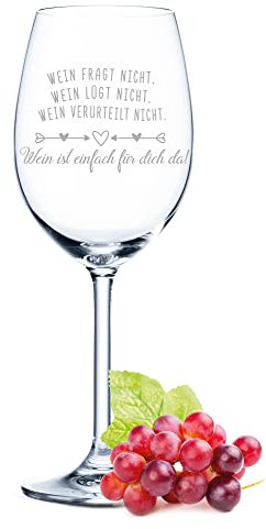 Leonardo Weinglas mit Gravur - Wein ist einfach für Dich da - Lustige Geschenke - Witziges Geschenk für Männer & Frauen sowie Mama & Papa - Geeignet als Rotweingläser Weißweingläser - Farbe: Daily