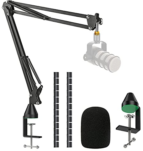 YOUSHARES Rode Podmic Ständer mit Pop-Filter – Mikrofonarm mit Schaumstoff-Windschutzscheibe verbessert die Aufnahmequalität
