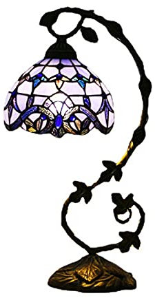 GAUUA Bedside Table Lamp Baroque Stained Glass Lamp Tiffany Style Desk Light with Metal Base for Living Room Bedroom Kids Room Dorm Dresser