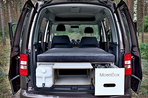 Moonbox Campingbox 111cm Weiß für Minivans | mit Campingküche & Bettfunktion/Schlafsystem | für Fahrzeuge mit Mind. 111cm Breite im Kofferraum