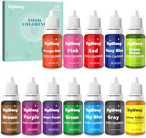 Food Colouring - 12 Color Concentrated Liquid Food Colouring Set - neon Liquid Food Color Dye for Baking, Decorating, Icing, Cooking DIY Crafts - 10ml Bottles