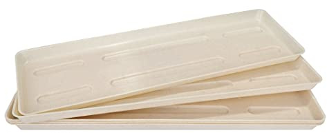 Home Garden Ornaments Sottovaso Rettangolare Beige 46cm Diametro Set da 5 - Sottovasi Rettangolari - Sottovasi Plastica Resistente - Sottovasi per Piante da Interno (Ø46cm, Beige)