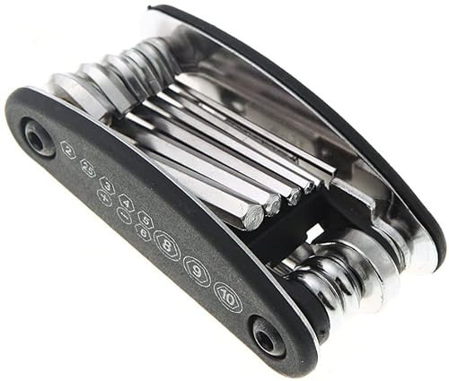 CLICK HELP Kit Riparazione Multifunzione - 16 Attrezzi in 1 - Portatile e Pieghevole - per riparazioni di Emergenza alla Bicicletta o Fai da Te