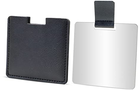 Specchio compatto in acciaio inossidabile infrangibile per borse, specchio da viaggio infrangibile con custodia in pelle PU, specchio portatile da campeggio per donne e uomini, trucco, regalo (nero)