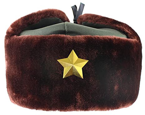 Ciamlir Russische Mütze Sowjetisches Militärabzeichen Russland Ushanka Bomberhüte Piloten Trappermütze Winter Faux Kaninchenfell Ohrenklappe Männer Schneekappen, Stil 4, 56-60 cm