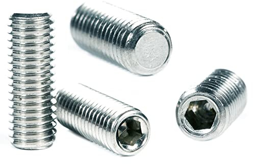 Lot de 20 vis sans tête M5 (5 mm x 6 mm) en acier au carbone à pointe plate avec filetage métrique et clé Allen ISO 4026