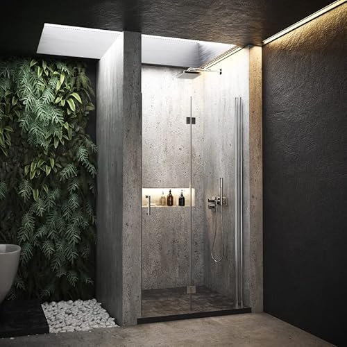 BD-Baode Duschtür Falttür 120cm Nischentür, Duschkabine 180° Schwingtür Falttür Duschwand Dusche NANO Echtglas Höhe 195 cm