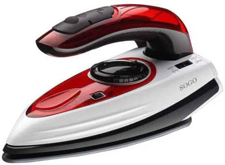 SOGO Mini Plancha Vapor Ropa 1100W para Viajes - Plancha Ropa Ultra Ligera y Plegable - Plancha de Vapor Pequeña con Suela de Cerámica y Doble Función de Planchado - Ráfagas de Vapor de 60g/min
