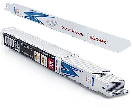 EZARC Lama per sega alternativa speciale per riparazione pallet, set di lame alternative bimetalliche da 9 pollici 10+14TPI per legno con chiodi incorporati (confezione da 20)