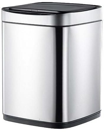 Smart Trash Can with Lid,10L Stainless Steel Waste Bin,Automatic Touchless Garbage Can,Large Capacity Waterproof Rubbish Bin for Bedroom, Bathroom, Office, Living Room (Silver)