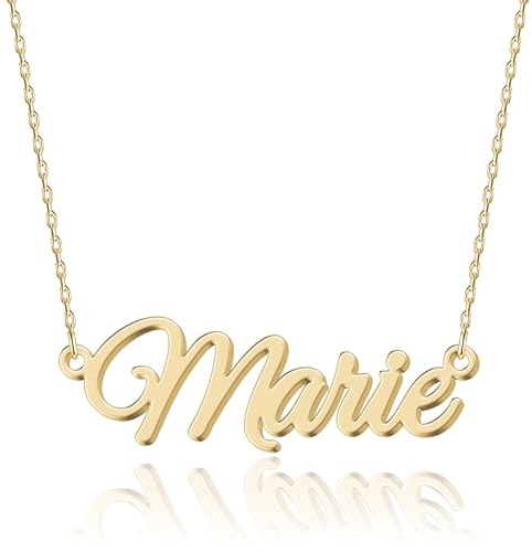 UMAGICBOX Personalisierte Namenskette | 14 Schriftarten zur Auswahl | Anpassbarer Anhänger aus 18K vergoldetem Edelstahl und Sterling Silber | Unvergessliches Geschenk für Sie