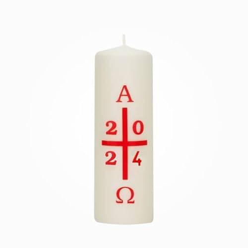 Hausosterkerze, Ostertischkerze 150 x Ø 50 mm mit aktueller Jahreszahl (Siebdruck)
